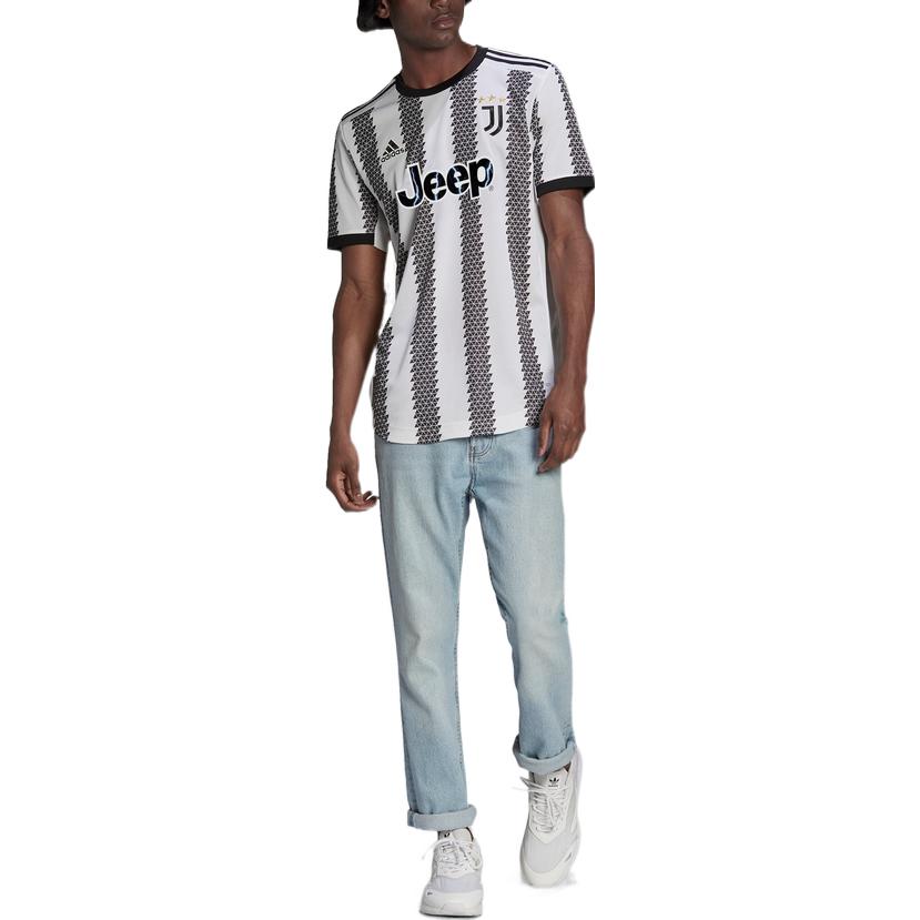 Adidas Мужские футболки с коротким рукавом в полоску с буквенным принтом Juventus Player Edition, белые H38902