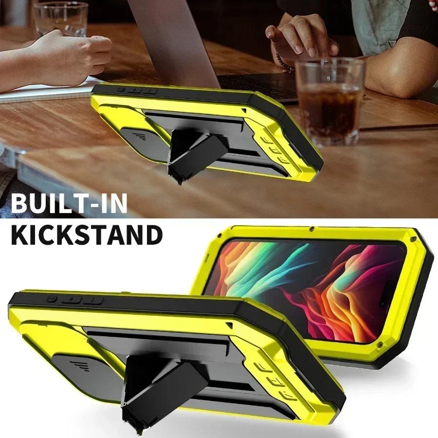 Прочный бронированный алюминиевый металлический чехол для iPhone 16 15 14 Plus 13 Pro Max, тяжелый ударопрочный чехол с защитой от царапин и линз экрана