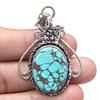 Necklace Tibetan Turquoise Gemstone Gift For Her Silver Jewelry 2.25"