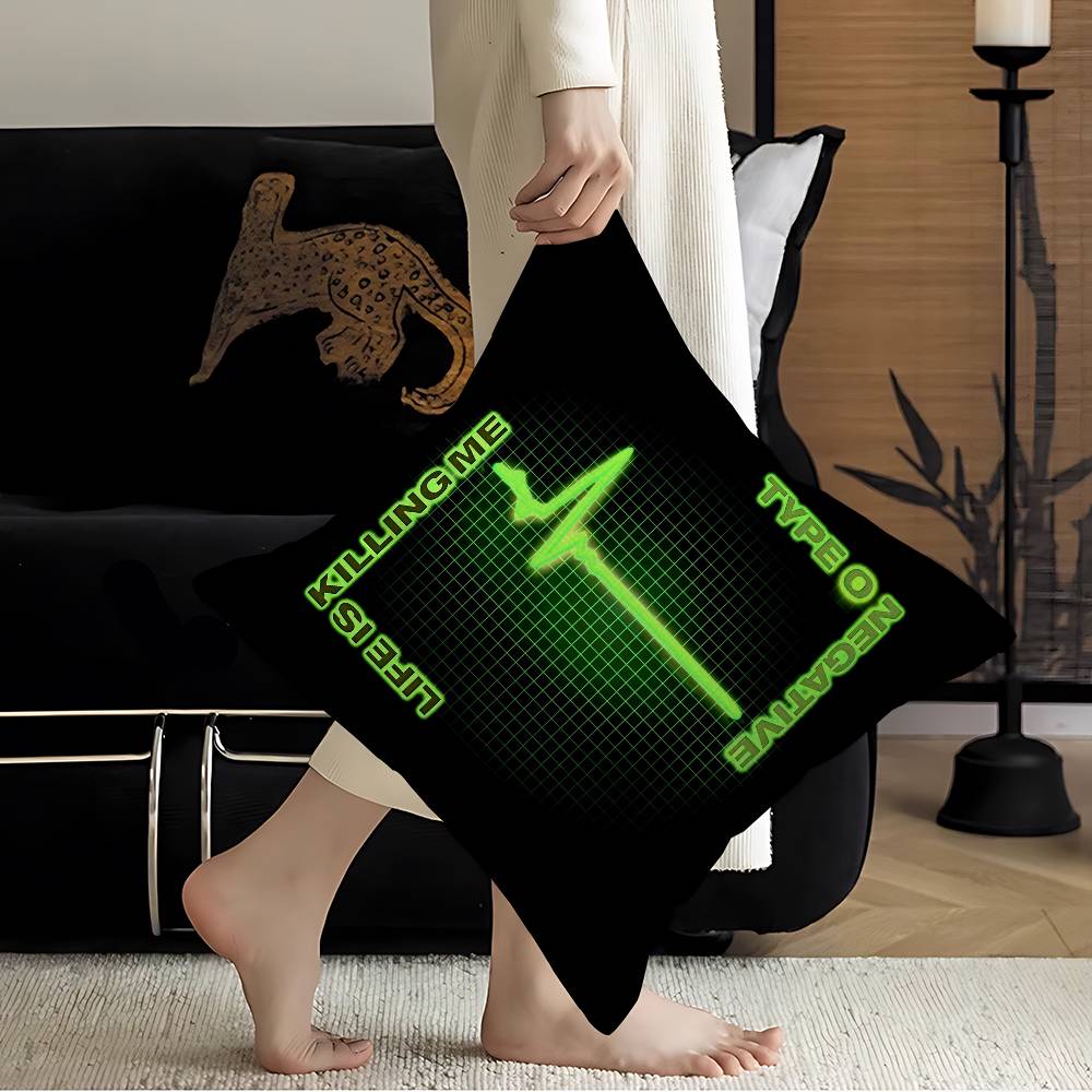 Rock Band TType O NNegativeS Pillow Covers Cartoon Sofa Decorative Home Doublesided Printing Short Plush Cute Cushion Cover