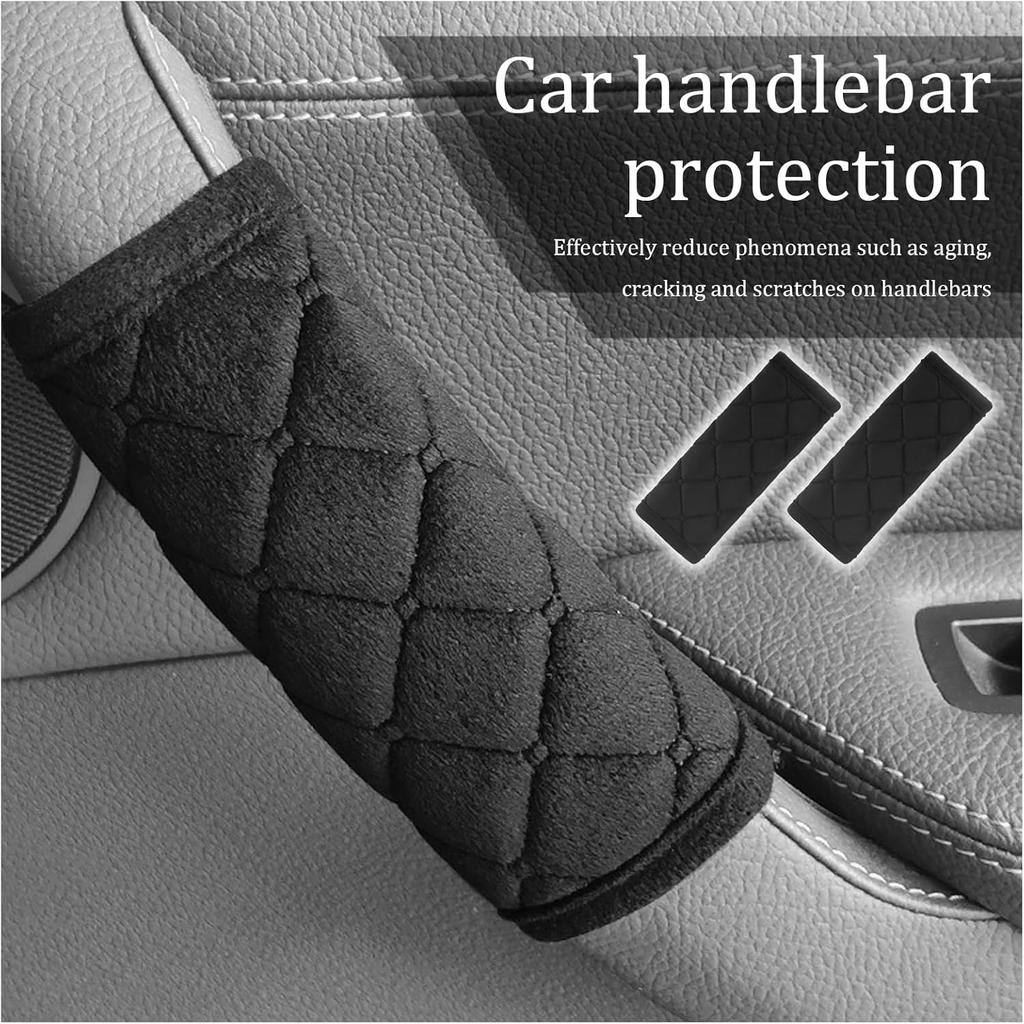 2PCS Car Door Handle Cover,Soft Interior Car Door Handle Scratch Protector with Magic Stick,Universal Cars Grab Handles Cover Cars Interior