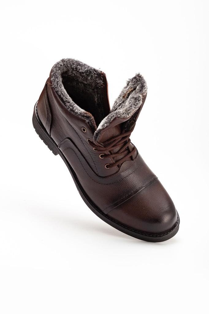 Men's Fashion Genuine Leather Thick Heeled Booties Bootie Cold And Waterproof Daily Zipper Boots Shoes