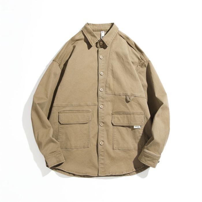 Ретро рабочая рубашка мужская с длинным рукавом новая свободная рубашка большого размера мужская повседневная куртка мужская