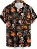 Графическая гавайская рубашка на Хэллоуин для мужчин, Тыква для Trick or Treat, 3D-принт, Праздничная блузка с коротким рукавом, Рубашки с отложным воротником