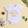Боди для младенцев с принтом «I Was Worth The Wait» из 100% хлопка, милый комбинезон с короткими рукавами, комбинезон
