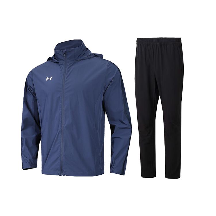 Under Armour Breathable Zip-Up Hooded Jacket Fashion Drawstring Long Pants Casual Sports Set Men Sets 22500408-408+23600701-001