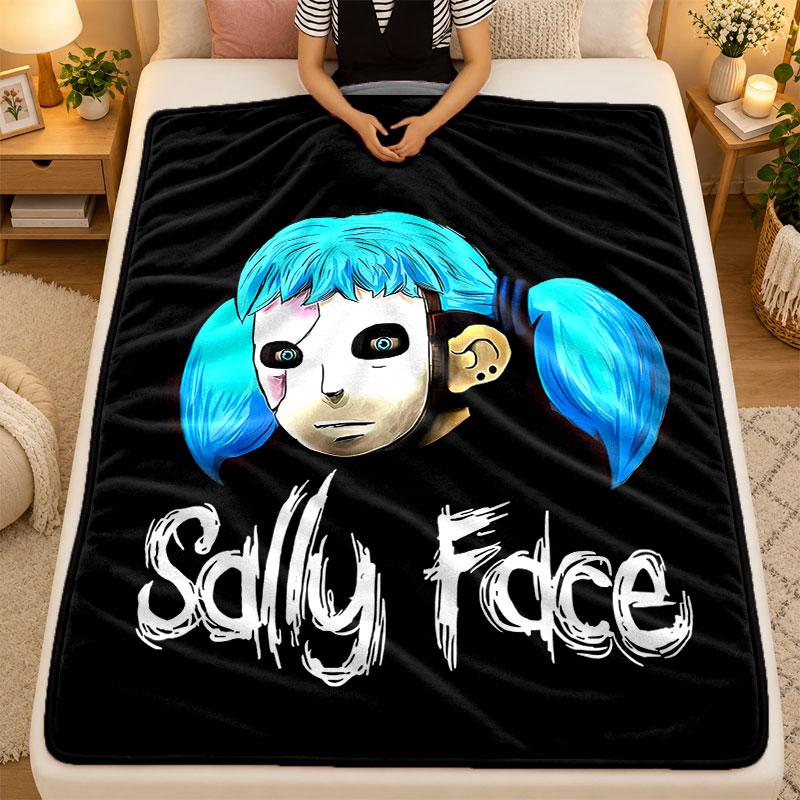 Flannel BlanketSally Face Warm Soft Throw Blanket for Indoor Sofa Bed Living Room Use