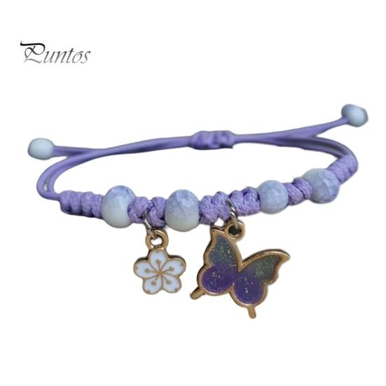 Женский браслет с цветком и бабочкой, очаровательный плетеный браслет для подруги, модный аксессуар