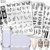2Pcs/Set French Style Nails Art Stamp Plates Leaf Flower Stainless Steel Stencils Nail Printing Image Manicure Stamping Tools