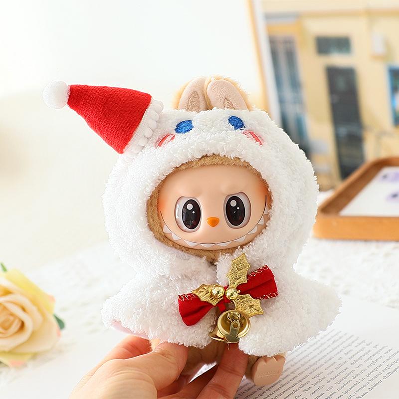 Doll Clothes For 15-17Cm Labubu Clothing Merry Christmas Hat Scarf Elk Snowman Set Mini Plush Doll Accessory New Year Dress Gift