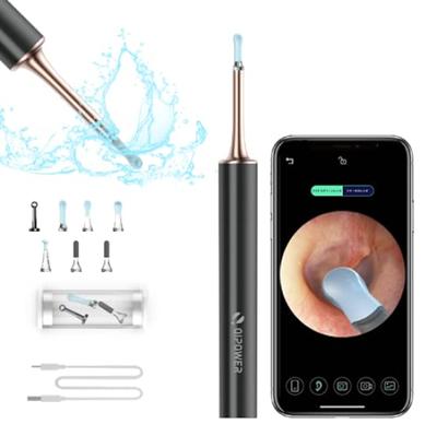 QiPower Камера для чистки ушей Ухо 5 МП IP67 Ухо Ухо Светодиод Смартфон WiFi Прыщ Удобный Совместимый с эндоскопом, Высокоточный, Водонепроницаемый, Перезаряжаемый,