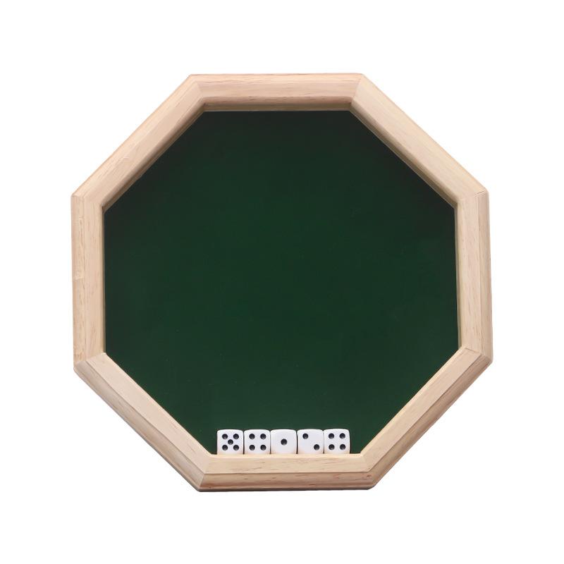 Wooden Octagonal Board Game with 5 Dice, Perfect for Family Game Night, Friends Gathering Party Toy