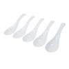 Set of 5 White Spoons, Lotus Flower Design, for Professional Use. From the ACS WEB SHOP. Made In Japan, Mino Ware, Porcelain.