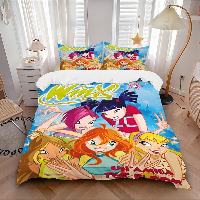 Winx Club Friendship Print 3Pcs Bedding Setduvet Cover With 2 Bedropillowcase Home Birthday Gift