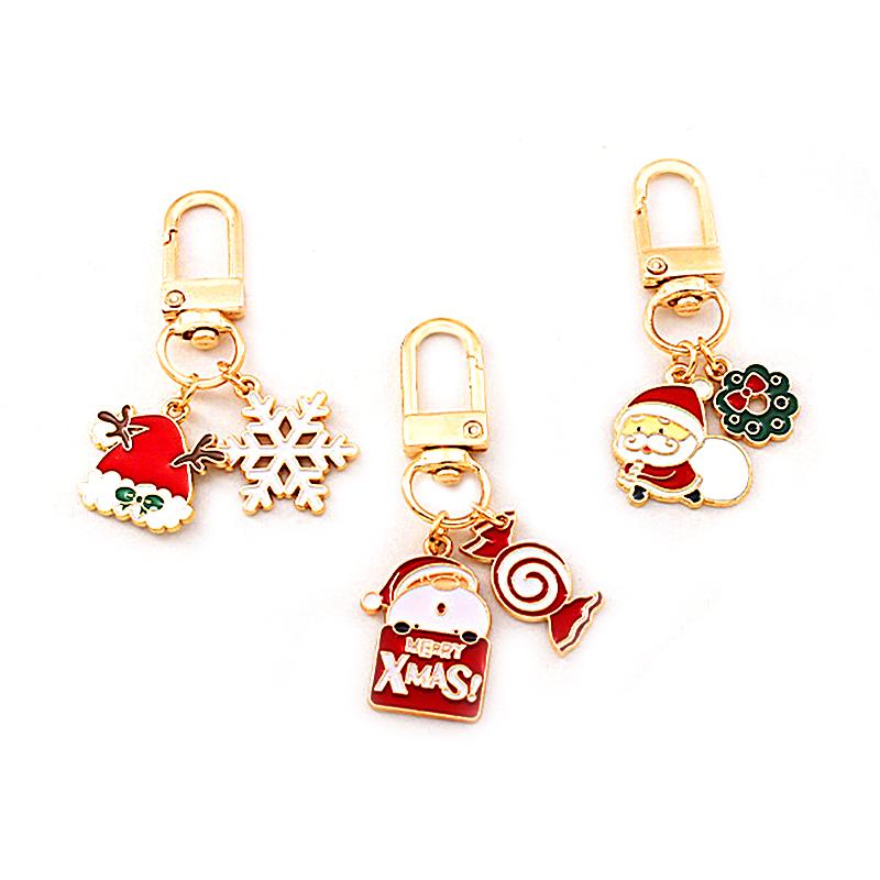1PC Pendant Elk Santa Cute Christmas Keychain Funny Cartoon Accessories Bag Snowflake Women