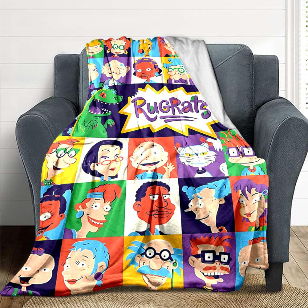 1pc Rugrats Characters Cozy Print Blanket - Lightweight Warm Flannel Throw