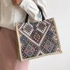 Women Canvas Bags Retro Casual Tote Handbags Ethnic Style Large Capacity Handle Bags Ladies Shoulder Bag Commuter Organizer
