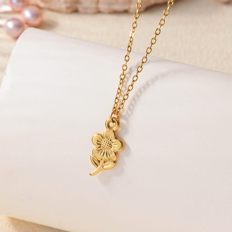 Новое изысканное ожерелье из титановой стали с цветком для женщин, не выцветающее, с вакуумным покрытием k из нержавеющей стали, цепочка для ключиц