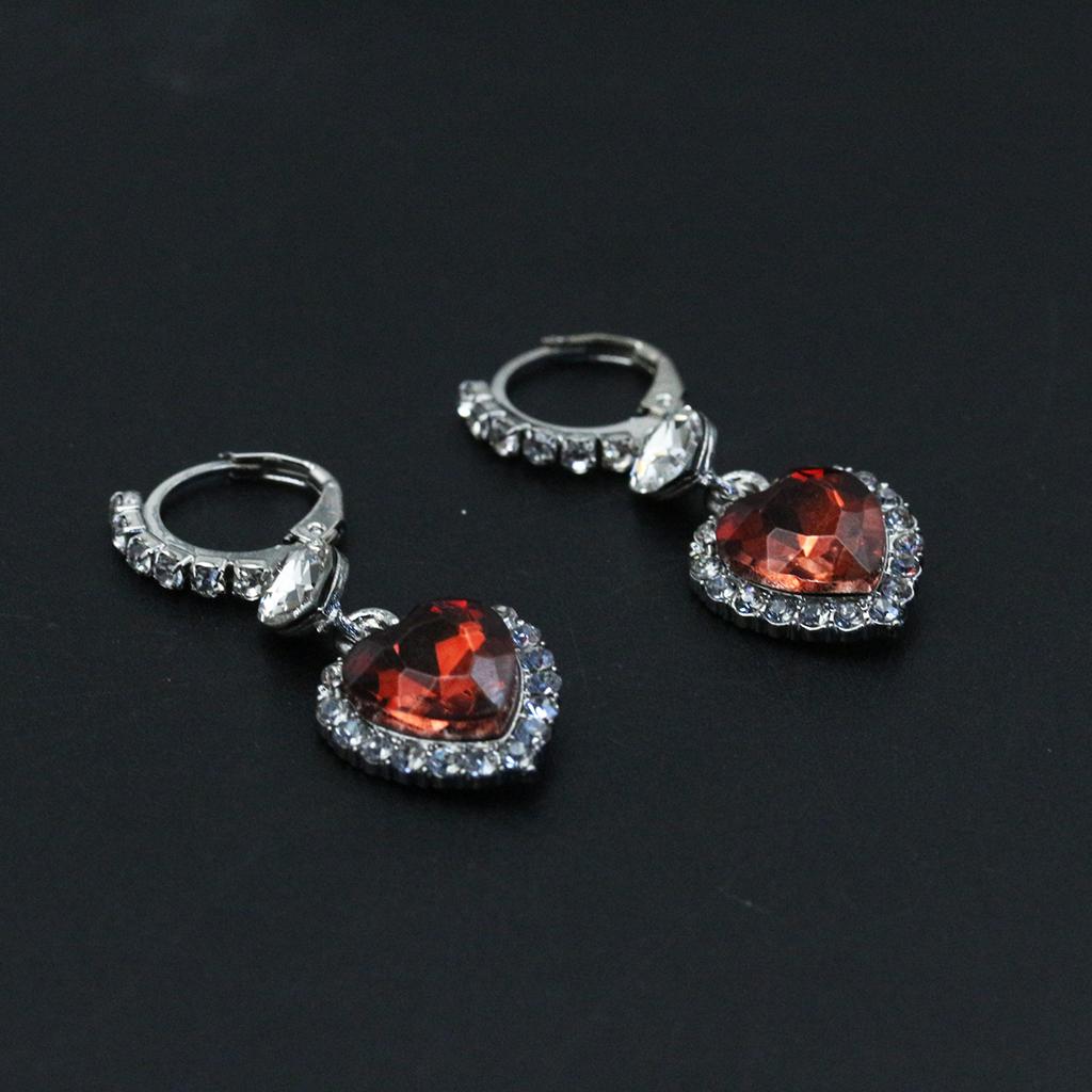 Серьги-подвески в форме сердца, инкрустированные красным кристаллом, серьги-капли из сплава, идеальные женские украшения для женщин, на каждый день и для вечеринок