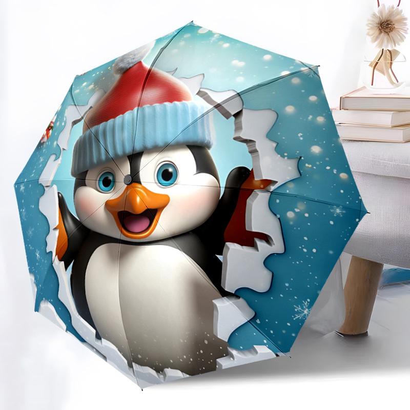 1pc Christmas Penguin Automatic Umbrella - Automatic Opening And Closing, Sturdy Iron Frame, Formal Occasions yy251018166