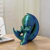 3D Printed Moon Astronaut Figurine, Sitting on Crescent Moon Spaceman Statue, Astronaut Desktop Decoration for Home Office Bookshelf