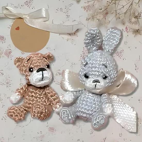 Миниатюрное вязаное крючком животное в скорлупе грецкого ореха, миниатюрный кролик-медведь с сердечком, эмоциональная поддержка, подарок для любителей животных, подруг и женщин