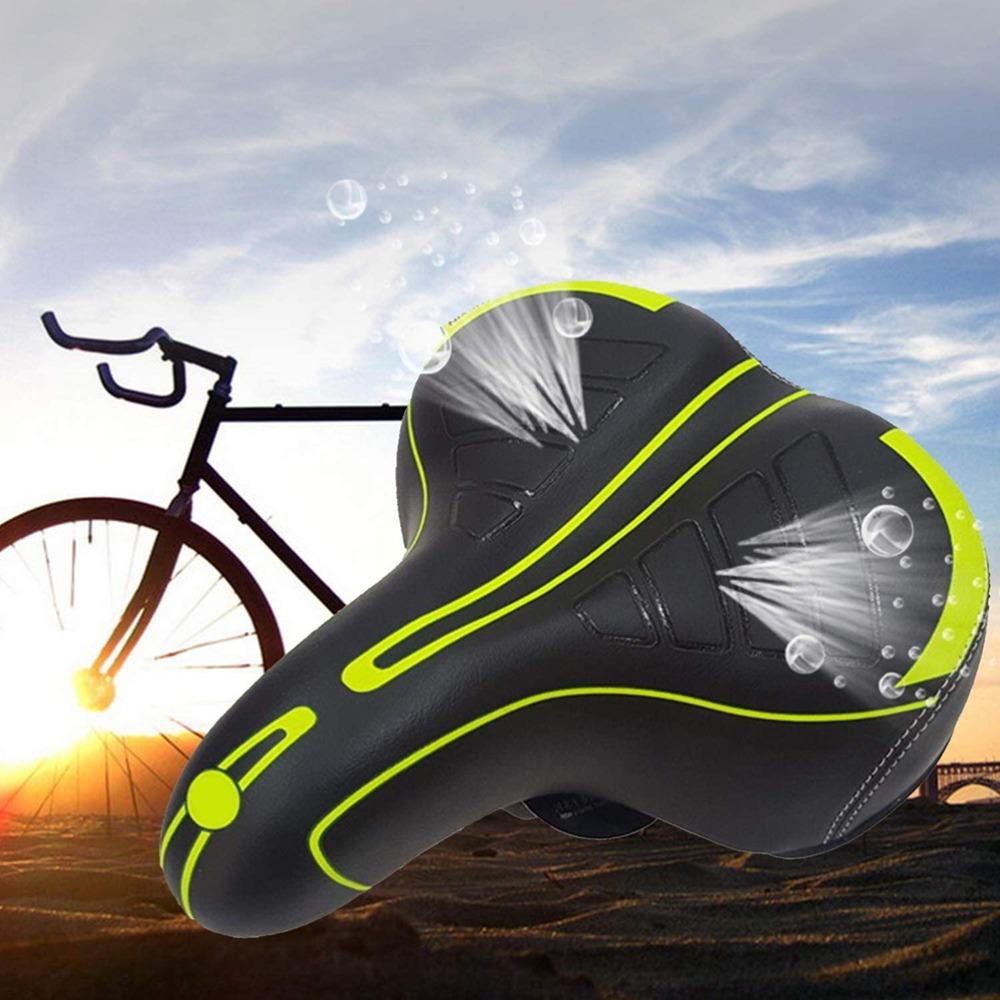 Black and Green Bike Seat PU Leather Bike Saddle Durable Bike Seat Cushion  Exercise Bike