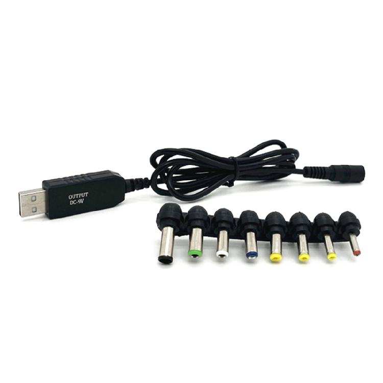 Кабель-преобразователь USB5V в DC9V 12V Кабель для зарядки USB в DC9V 12V с 8 адаптерами