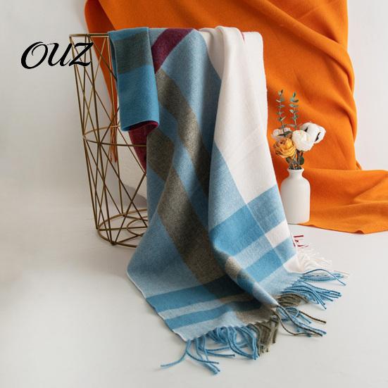 Daily Wear Wrap Classic Plaid Scarf with Fringed Edges, Vintage Shawl for Women Elegant Fringe Men, Cashmere Feel Soft Long Neck Autumn Winter