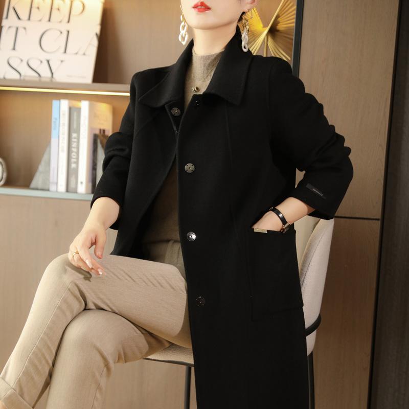 Женское пальто из 100% шерсти TIDENOVEL Осеннее шерстяное длинное пальто Ручной работы Пальто-бушлат Зимняя теплая шерстяная длинная куртка Пальто