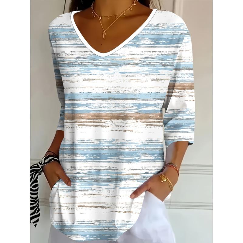 Chic V‑Neck Elbow Sleeve Blouse