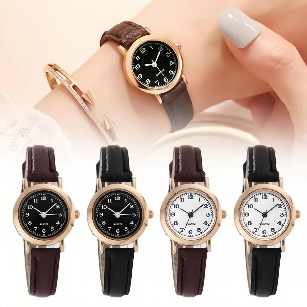 Fashion Soft Leather Strap Student Wristwatch Elegant Round Dial Wrist Watch Adjustable Quartz Clock For Men and Women