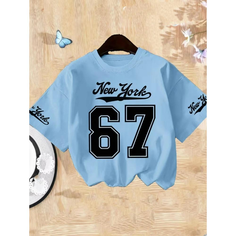 Детская футболка Летняя мода Цифра 67 Личность Американский Повседневный Цифровая печать Одежда для мальчиков Повседневная Девочка Футболки с коротким рукавом Топ