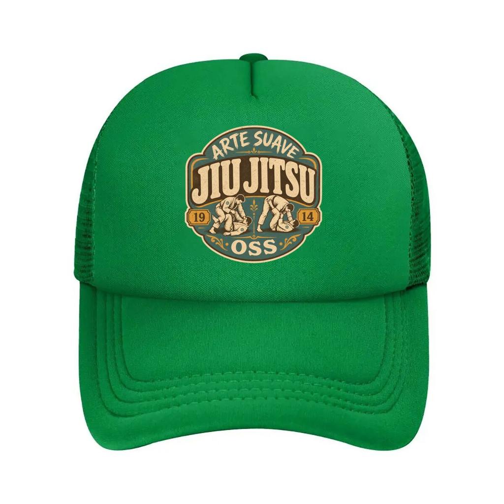 Vintage Jiu Jitsu Heritage Emblem Mesh Baseball Cap Polyester Forward Observations Hat Adjustable Golf Hat Summer