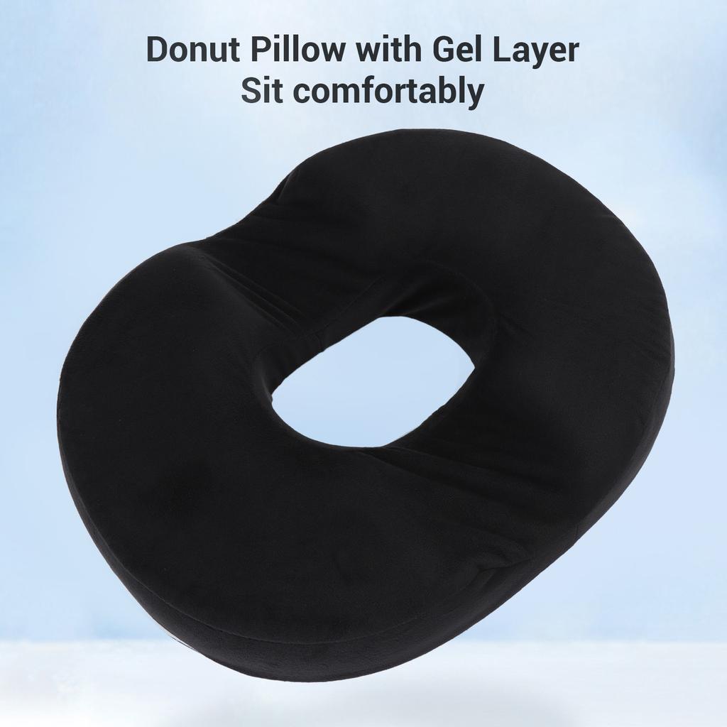 Подушка-пончик для сидения из пены с эффектом памяти, эргономичная дышащая полая подушка для офисного кресла, черная