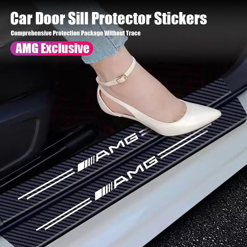 Car Door Sill Protector Pedal Carbon Fiber Protecto Stickers For Mercedes Benz AMG W205 W204 W206 W213 W212 W211 W222 W221 W177