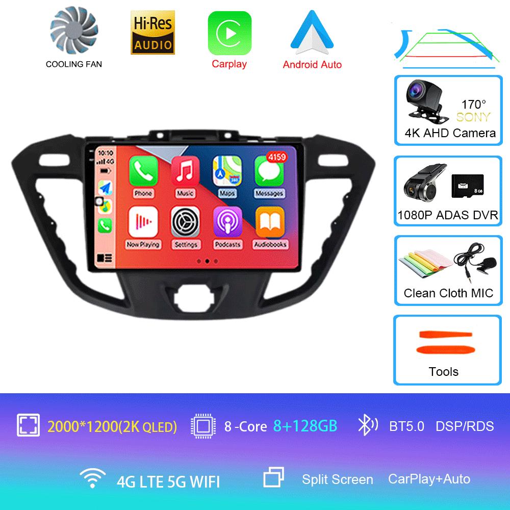 Автомобильное радио Android 14 для Ford Transit Tourneo Custom 2012 - 2021 Навигация GPS Мультимедийный проигрыватель Стерео Wi-Fi+4G Carplay BT 2DIN