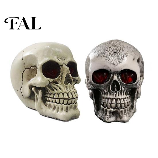 Holiday Gift for Horror Fans Resin Skull Figurine, Realistic Human Head Model, Spooky Halloween Gothic Style Interior Accents Statue Indoor Fireplace