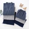 Plus Size Men's Cotton Linen Placket Long Sleeve Linen Hanfu Chinese Clothing Set Pants