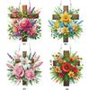 Cross Flower Theme 2D Flat DIY Diamond Painting Set Hanging Diamond Art Kits Diamond Art Pendant Wall Decor for Home & Windows