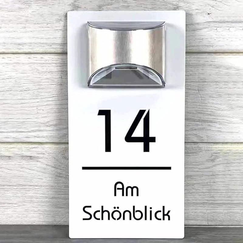 Персонализированная современная дверная табличка на солнечных батареях ZXH, адресная табличка со светодиодной подсветкой, индивидуальная 3D лазерная гравировка названия улицы, дома, адресная табличка, световая