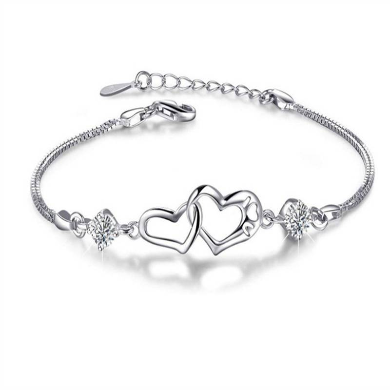 JewelryTop Медь Классический Кристалл Сердце Браслеты Шармы для Женщин Мода Вечеринка Свадебные Ювелирные Изделия Подарки