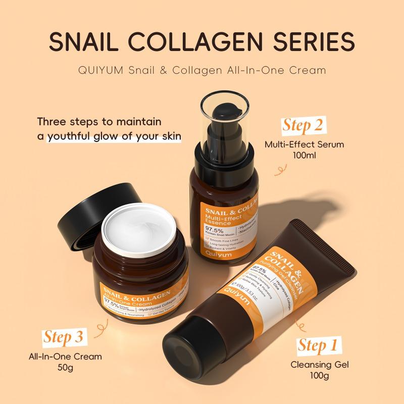 Snail Collagen Серия «Всё в одном», Набор для ухода за кожей 3 шт.