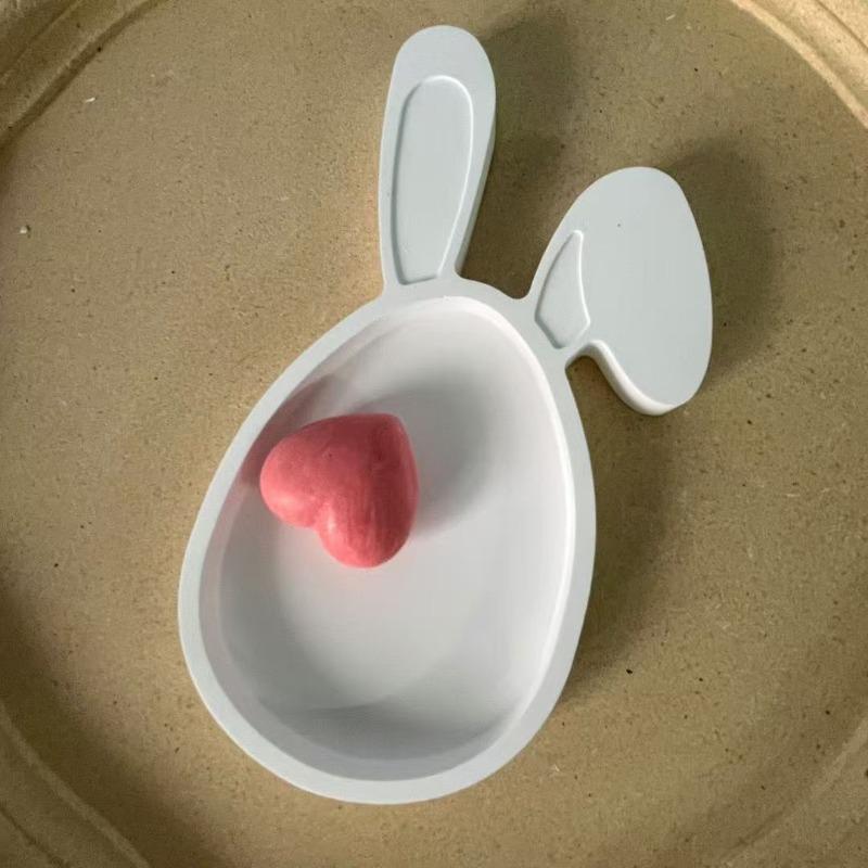 Rabbit Series Tray Molds Lop-Eared Easter Design Gypsum & Epoxy Resin Compatible Dish Storage Plate Home Garden Decor