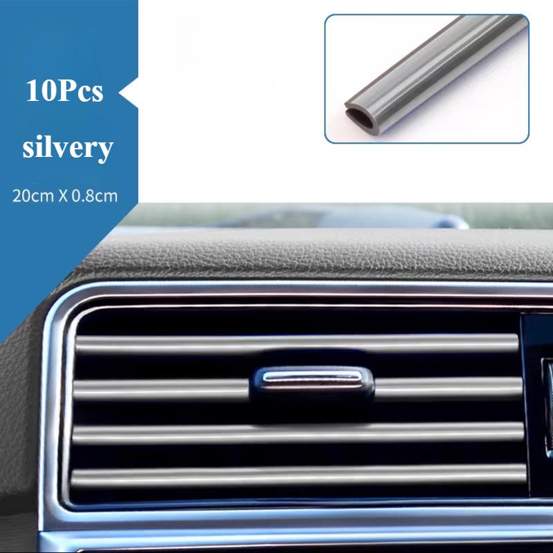 10pcs/lot Car Styling Plating Air Outlet Trim Strip Interior Air Vent Grille Switch Rim Outlet Decoration Strip DIY Modification