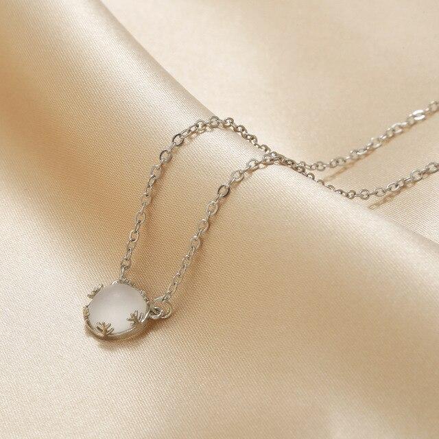 New Women Necklace Aurora Pendant Moonstone Clavicle Chain Scale Light Silver Color Necklaces Elegant Jewelry Festival Gift