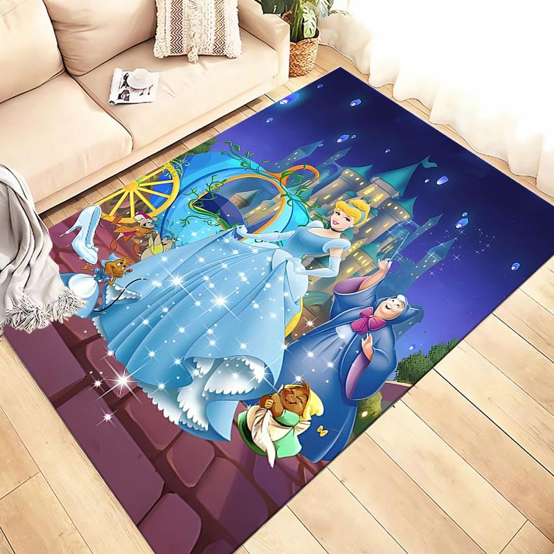 Various Styles and Sizes Princess Cinderella Pattern Carpets Bedroom Play Mat Living Room Areas Rug Home Decoration Luxury Gifts