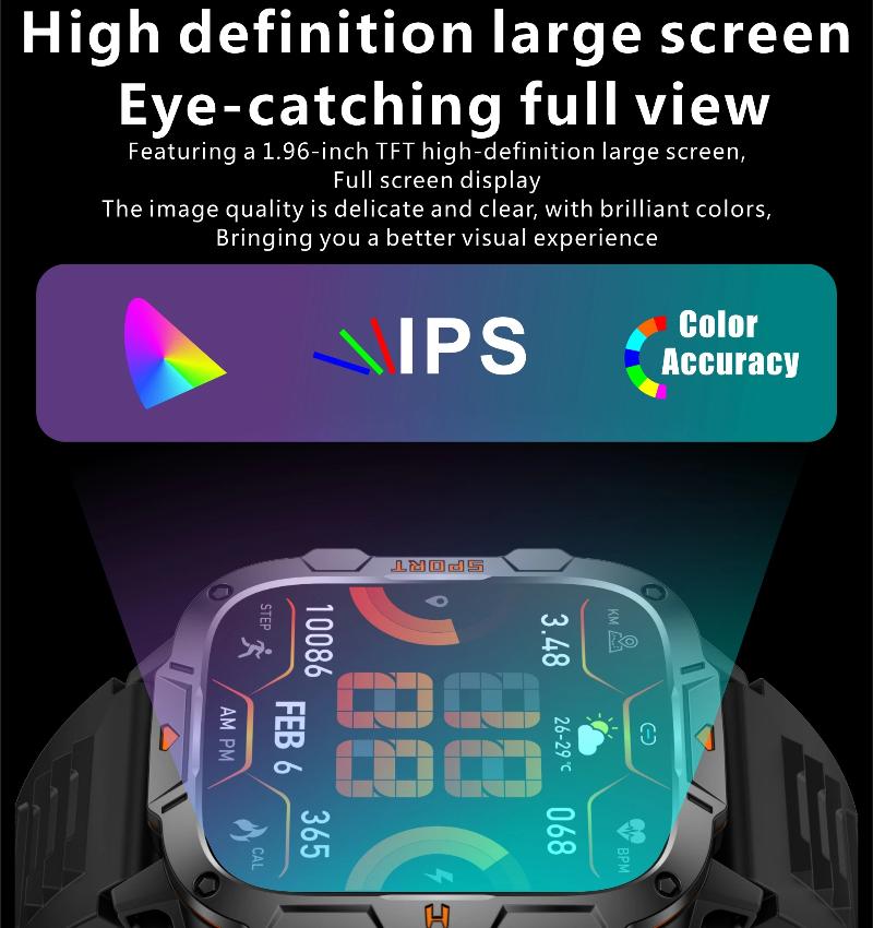 2025 Новые Смарт-часы Военного Класса Мужские 1.96" AMOLED Экран 5ATM Водонепроницаемые Спортивный Фитнес-трекер BT Звонок Смарт-часы Для Xiaomi