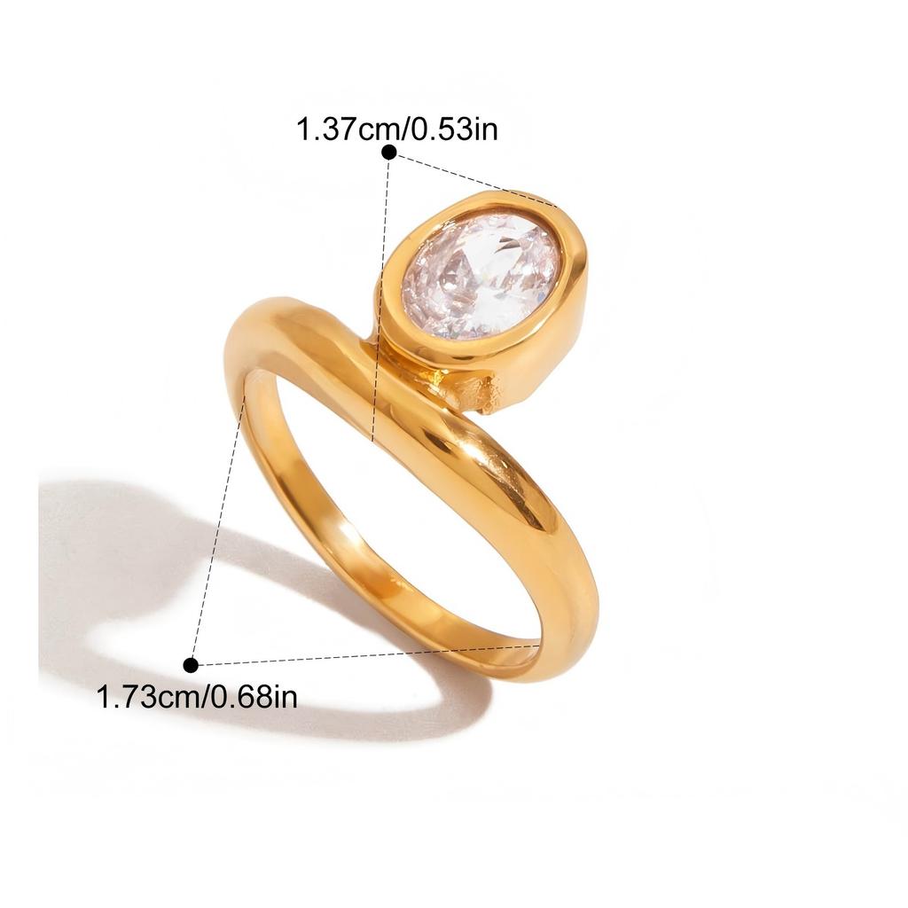 Yori Statement Stainless Steel Delicate Shiny Cubic Zirconia Ring High Quality 18K Gold PVD Plated Finger Jewelry Gift