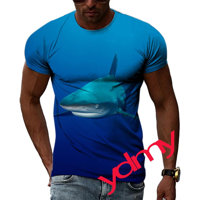 Summer Leisure Sharks And Whales Pattern Men's T-shirt Hip Hop 3D Print Personality  Rod Neck Short Sleeve Tops Fashion Clothes